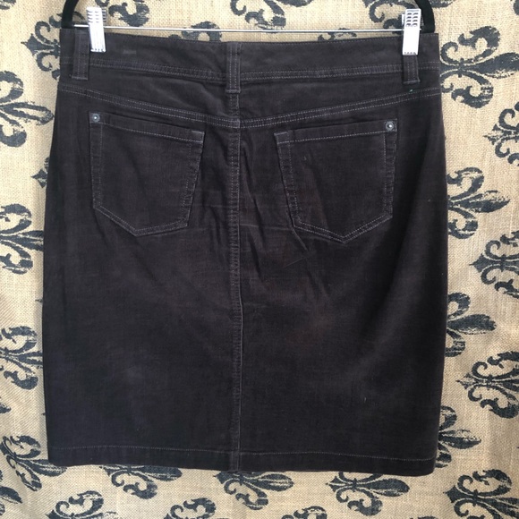 Chocolate Brown Corduroy Pencil Skirt - Picture 4 of 4